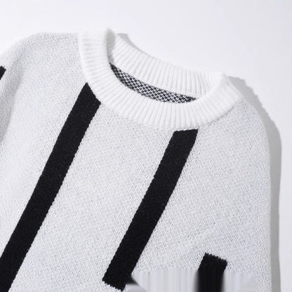 New Fallwinter Mens Pullover Color-block Knit Sweater