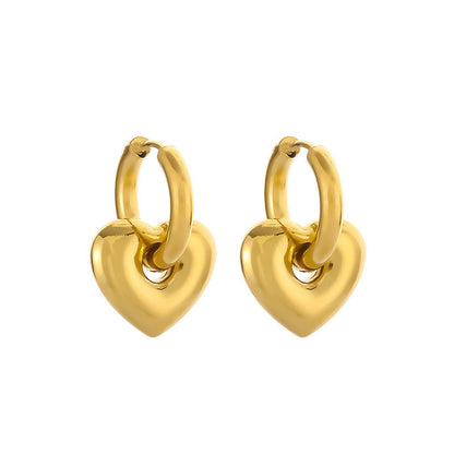 Simple K-Gold-Plated Peach-Heart Earrings For Women
