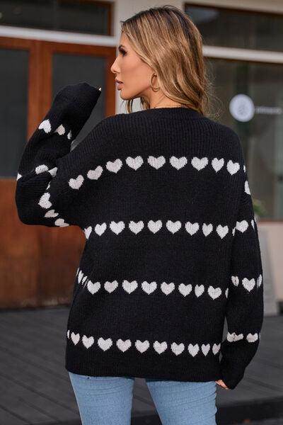 Angel Wings Heart Round Neck Long Sleeve Sweater for Women