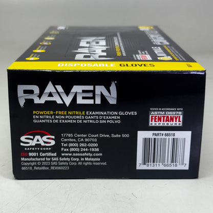 RAVEN (200 Gloves) Powder Free Nitrile Examination Gloves L Black 66518