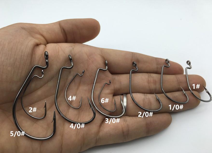 Rompin 20pcs/lot Black Nickel Crank Fishing Hooks High Carbon Steel Worm Sharp Barbed