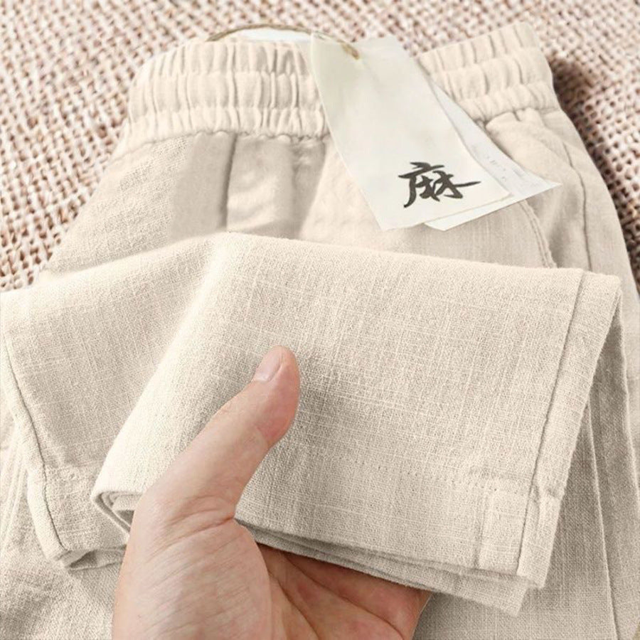 Cropped Ice-silk Breathable Elastic-waist Pants With Pockets