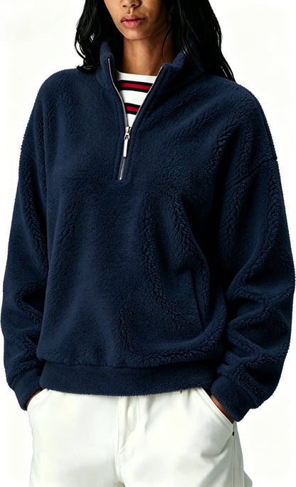 Solid-color Icelandic Fleece-lined Zip-up Hoodie