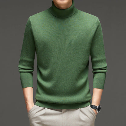 Men's Turtleneck Wool Sweater Winter Thickened Solid Color Plain Style