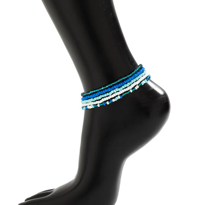 Melad color summer beach rice bead ankle chain Anklet multi-layer stacking versatile ankle chain