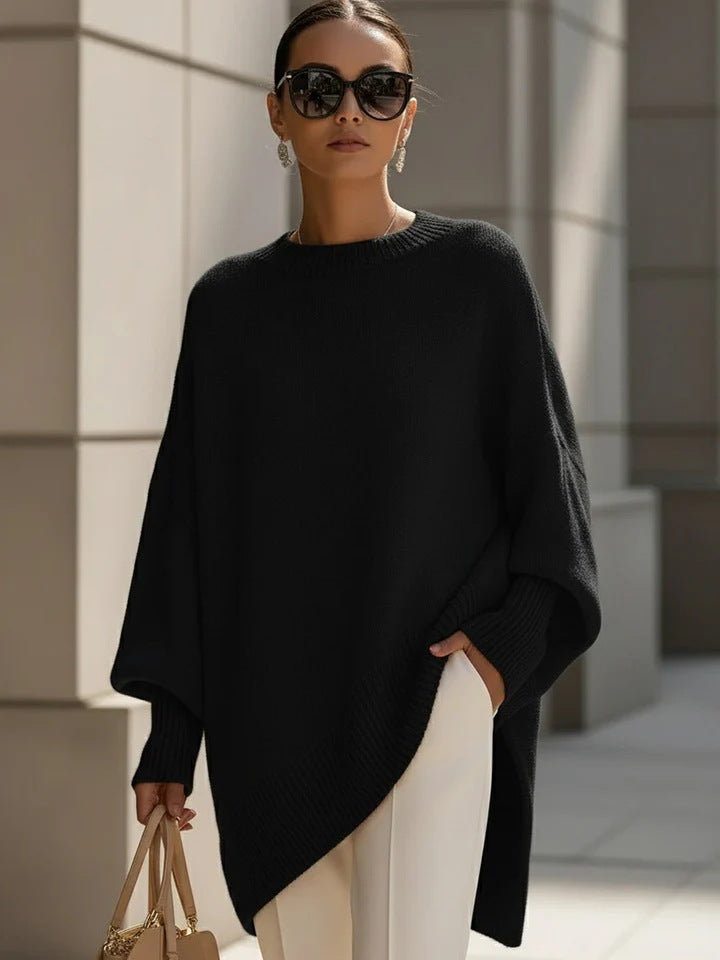 Women's Thick Knitted Pullover Sweater Loose Fit Round Neck Casual All-Match Top For Autumn Winter