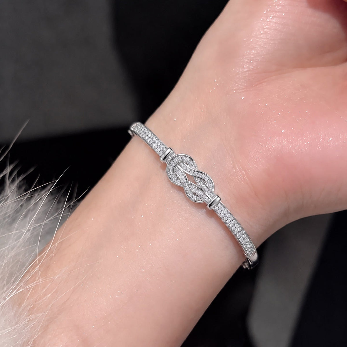 Versatile Knot Bangle For Women, Luxury Niche High-End Zircon Knotted Bracelet, Daily Commute Internet-Famous Hand Jewelry