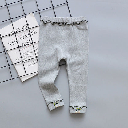 Children's pants for girls with wooden ears