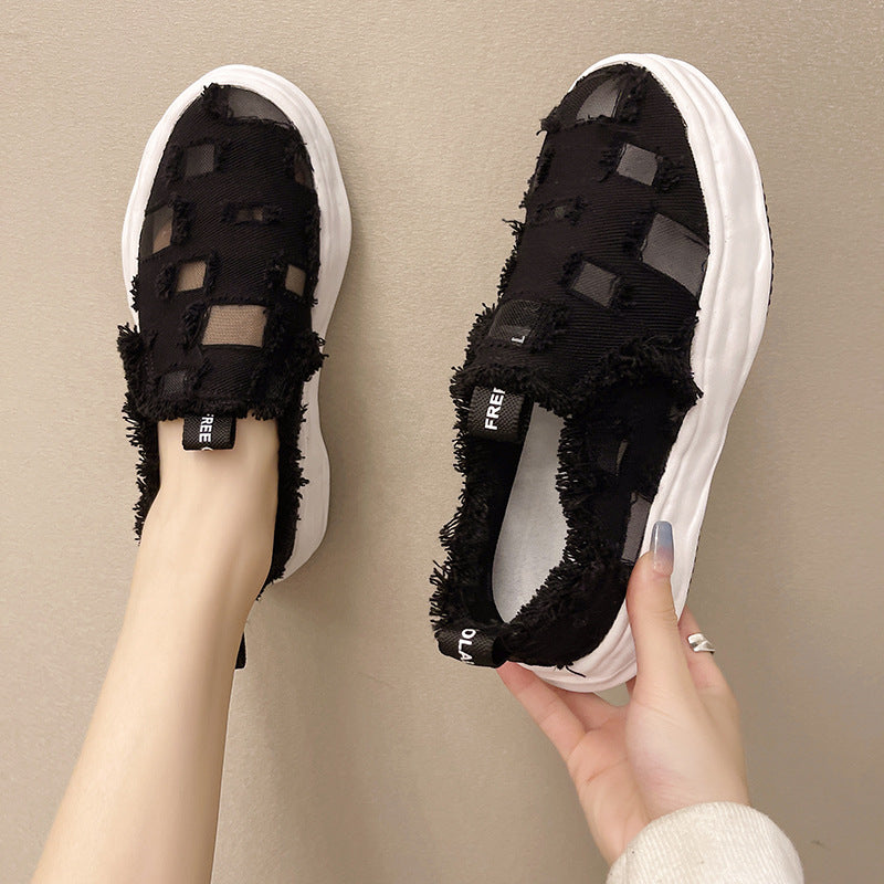 Beggar Shoes Thick-soled Canvas Shoes Mesh Hollow Holes Casual Shoes