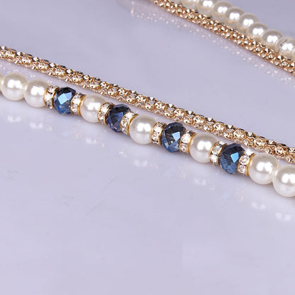 Pearl Waist Chain Fashion All-match Thin Belt With Rhinestone Decoration