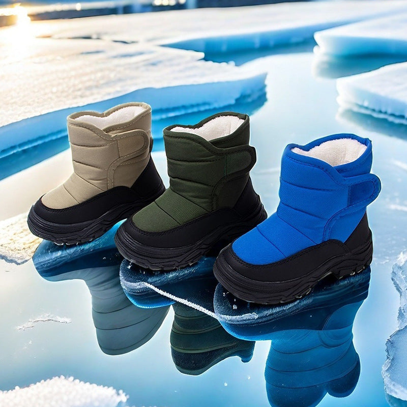 Warm Thick-soled Boots For Boys High-top Insulated Cotton Sneakers