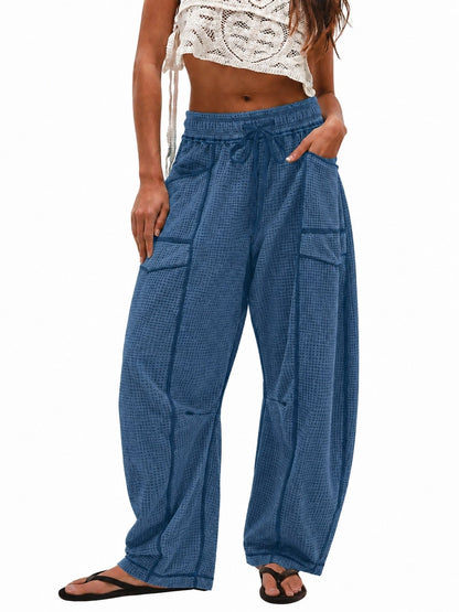 Women's Casual Drawstring Loose Wide-leg Pants