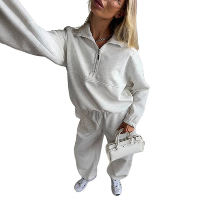 Women's Fleece-lined Sweatshirt And Pants Set