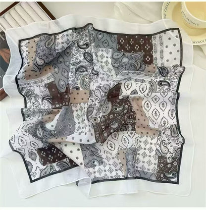 Korean-style Fresh And Delicate Floral Silk Scarf