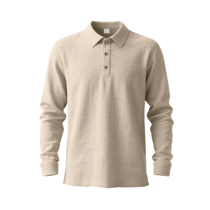 New Cross-Border Amazon Spring And Autumn Linen Polo Long-Sleeve Multi-Color Classic Quick-Dry Breathable Versatile Men's Style
