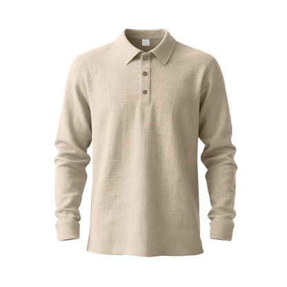 New Cross-Border Amazon Spring And Autumn Linen Polo Long-Sleeve Multi-Color Classic Quick-Dry Breathable Versatile Men's Style