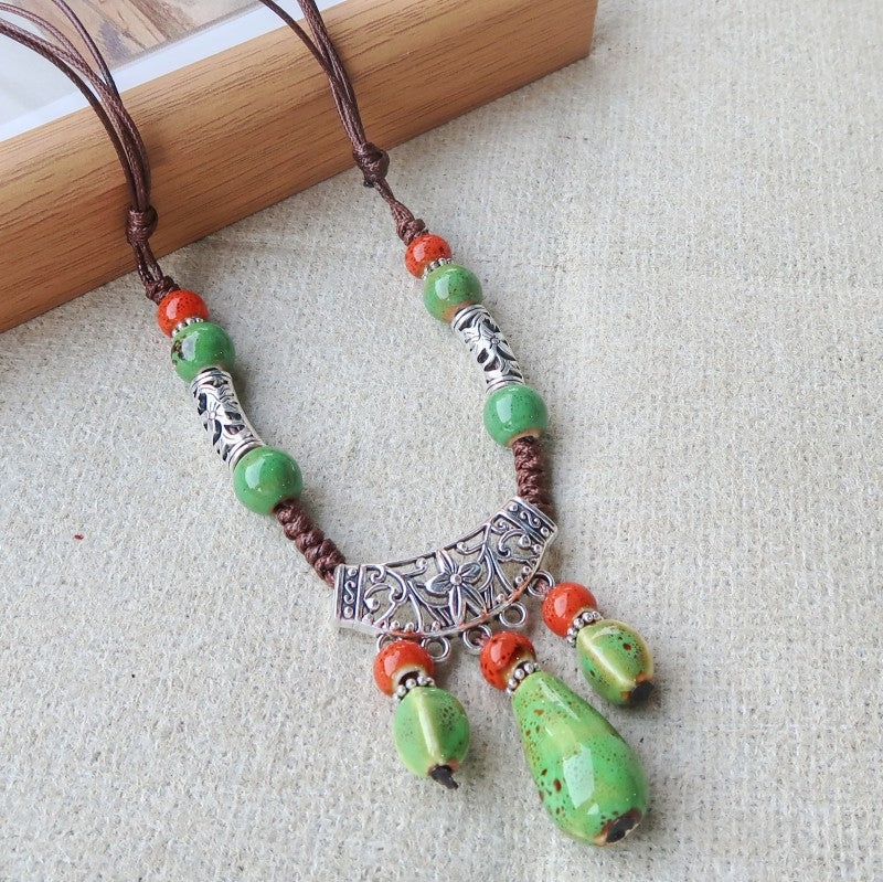 Vintage Ethnic-Style Ceramic Necklace For Women