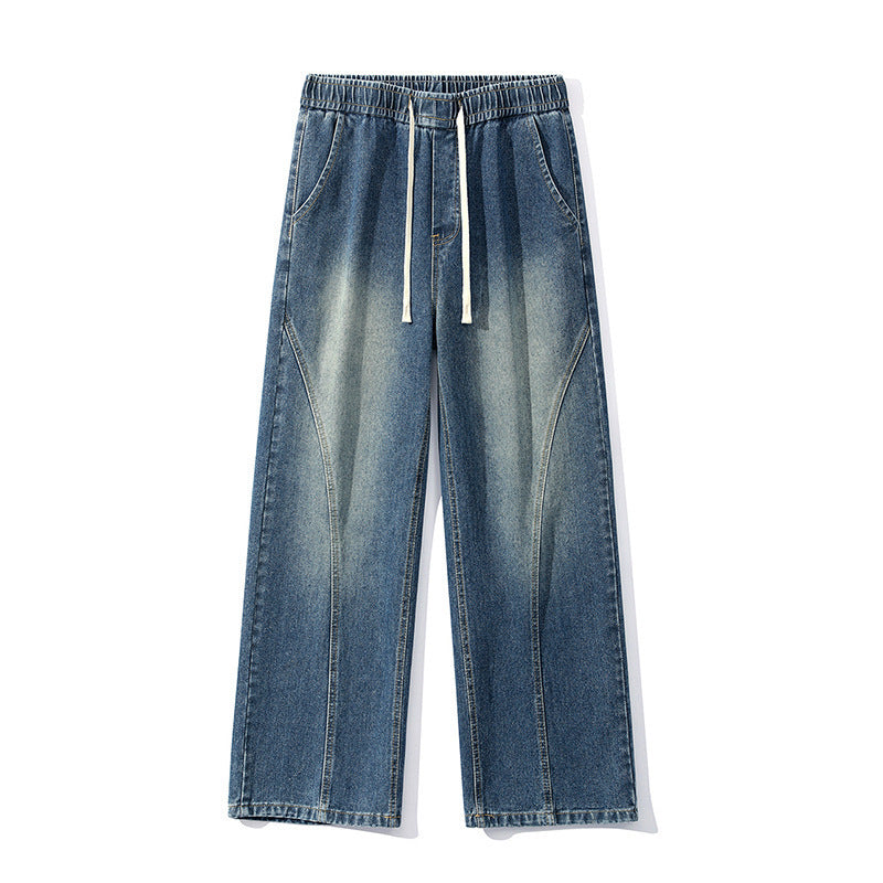 American-style Vintage Distressed Scimitar Jeans