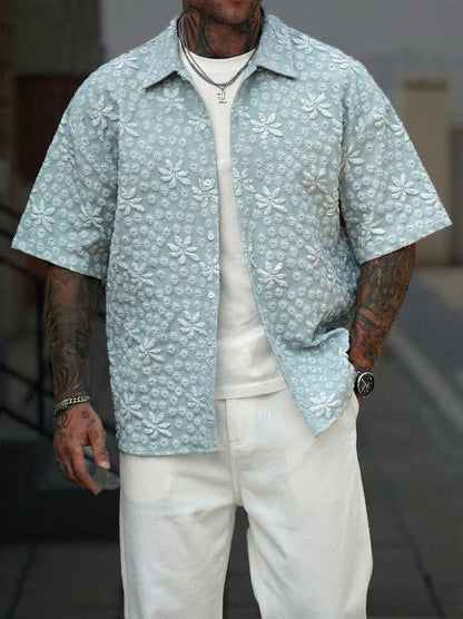 Men's Hawaiian Floral Print Short-Sleeve Shirt