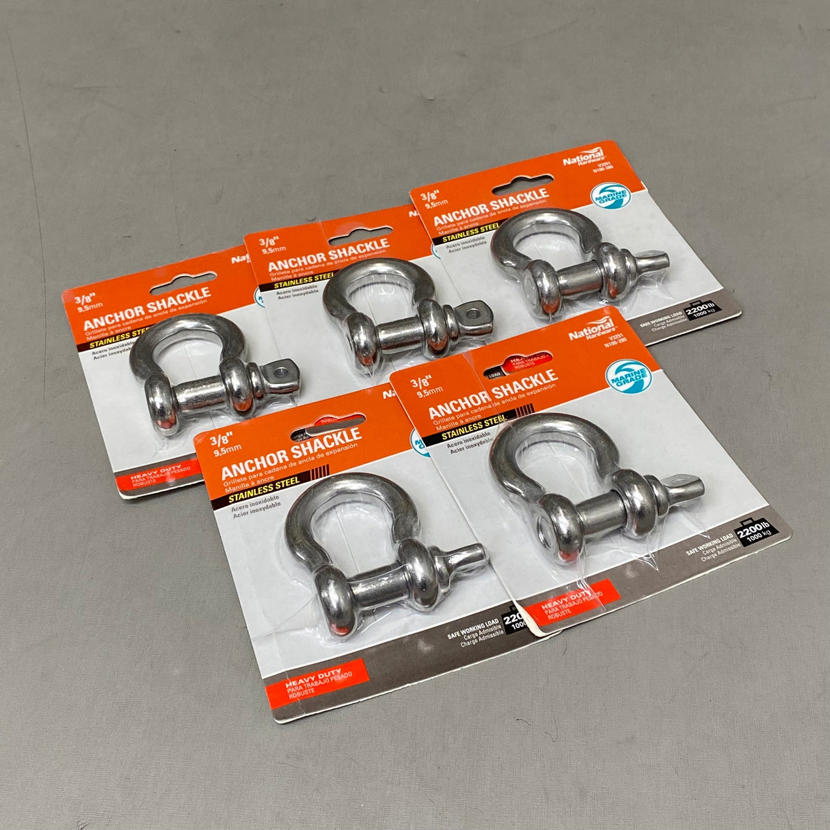 NATIONAL HARDWARE (5 Pack) Stainless Steel Anchor Shackle 3/8" N100-280