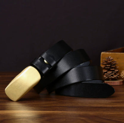 3.3CM Wide And Thick Leather Belt For Men