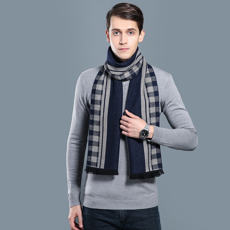Simple Plaid Artificial Cashmere Warm Scarf