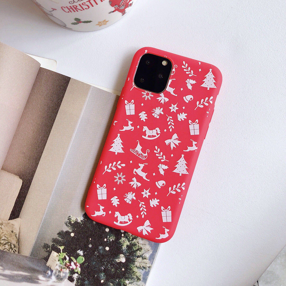 Christmas red cartoon frosted painted phone case
