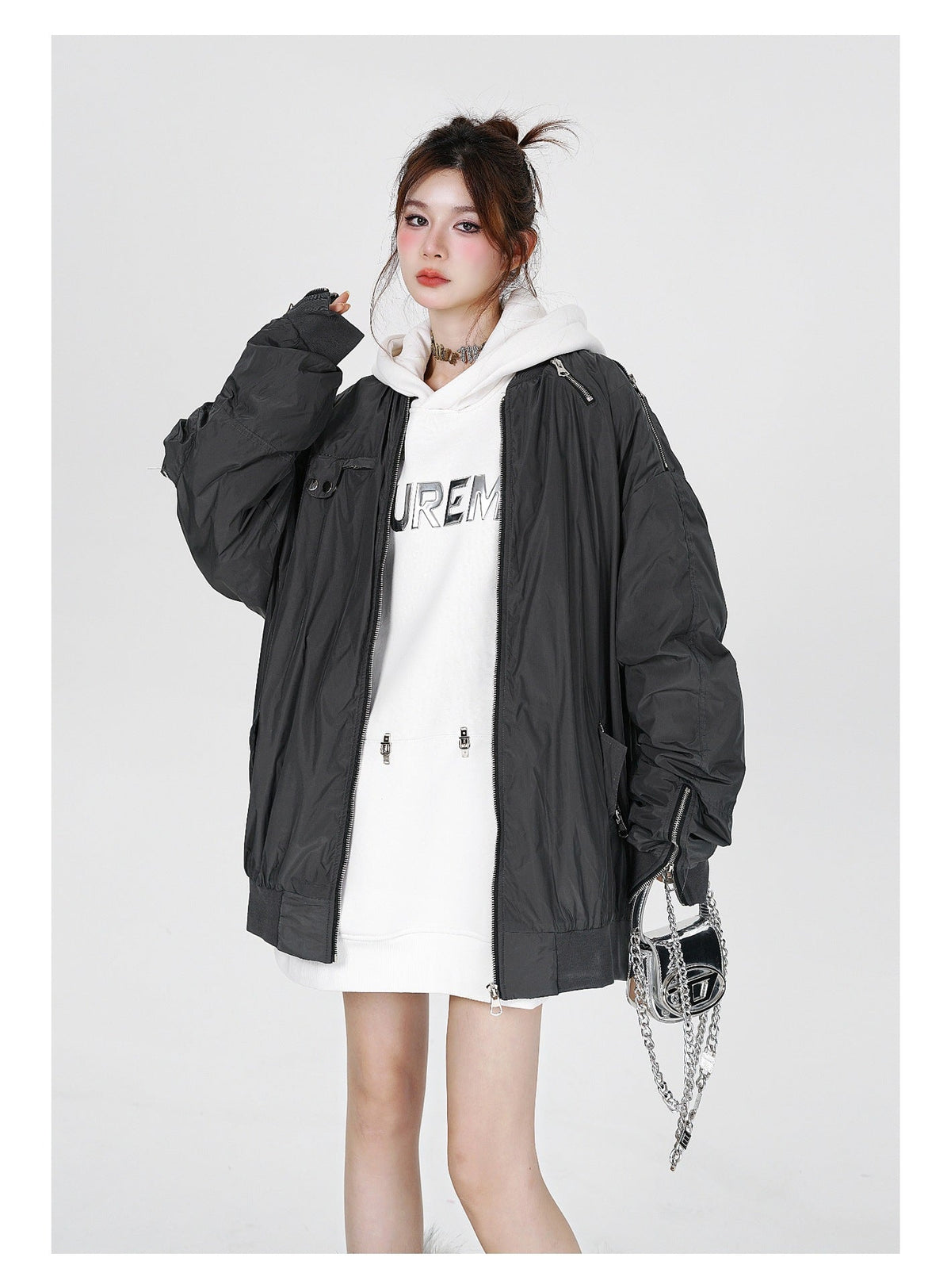 Multi-zipper Couple Workwear Jacket