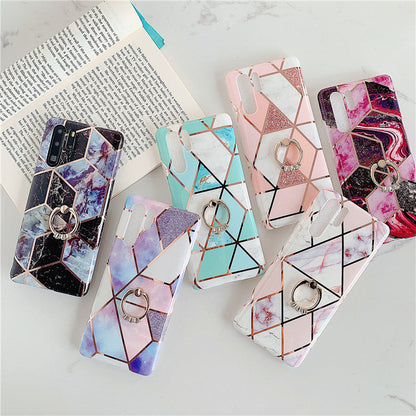 Electroplating mosaic marble ring phone case