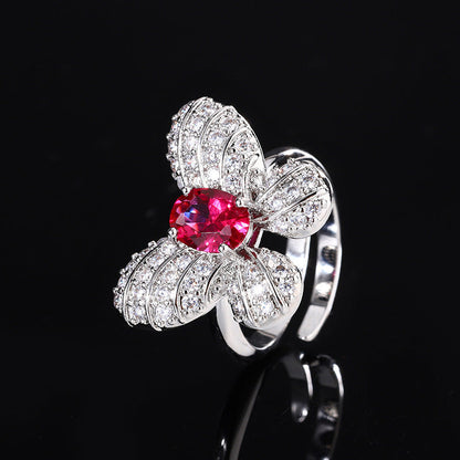 Fashionable Butterfly Ruby Earrings Necklace And Ring