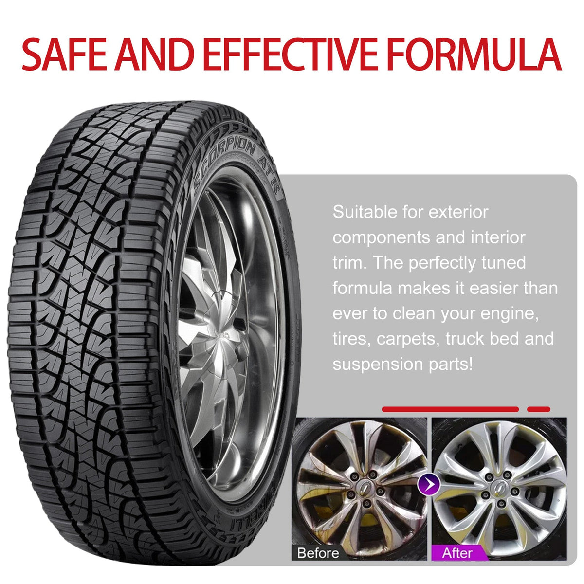 Car Multi-Functional Cleaner, Car Paint Surface Wheel Hub Metal Strong Decontamination Cleaner
