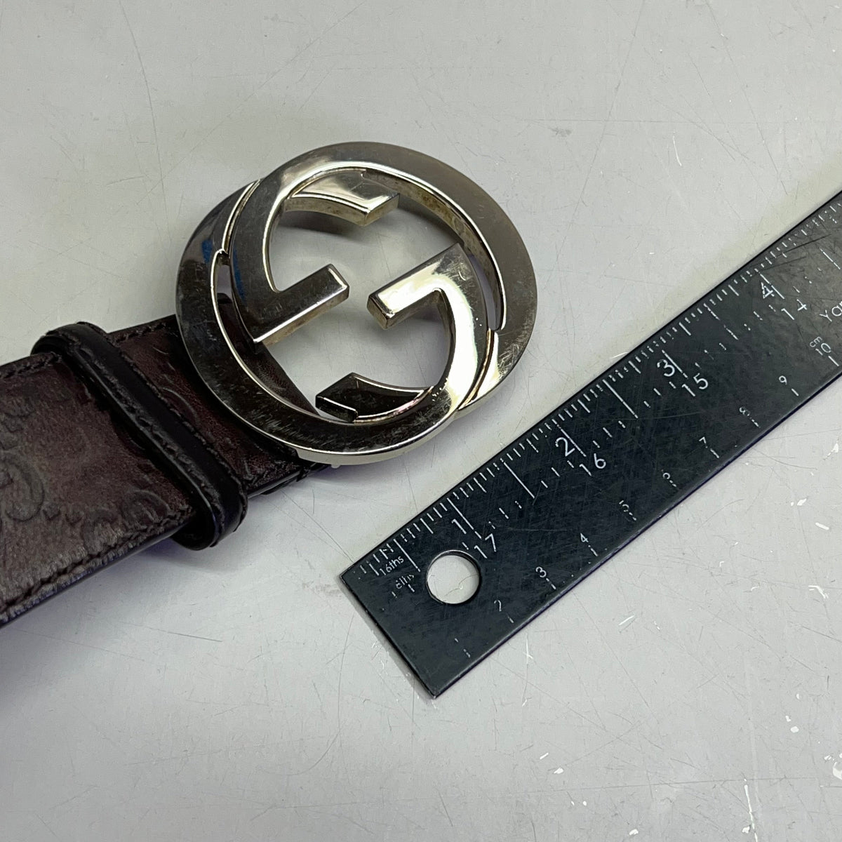 GUCCI Authentic Interlocking G Buckle Belt 43" L Brown (Pre-Owned)