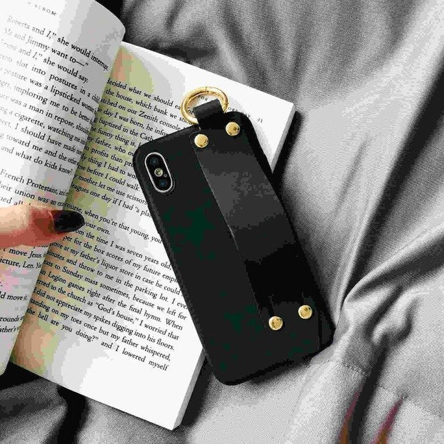 Plain Case Grip Strap For iPhone X 6s 6 8 Plus 7 Kickstand Holder Finger Ring Purple Matte Soft Silicon Capa