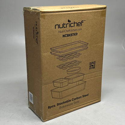 NUTRICHEF 8-Piece Nonstick Stackable Bakeware Set Sz 11" W x 16" L NCBKSTK9