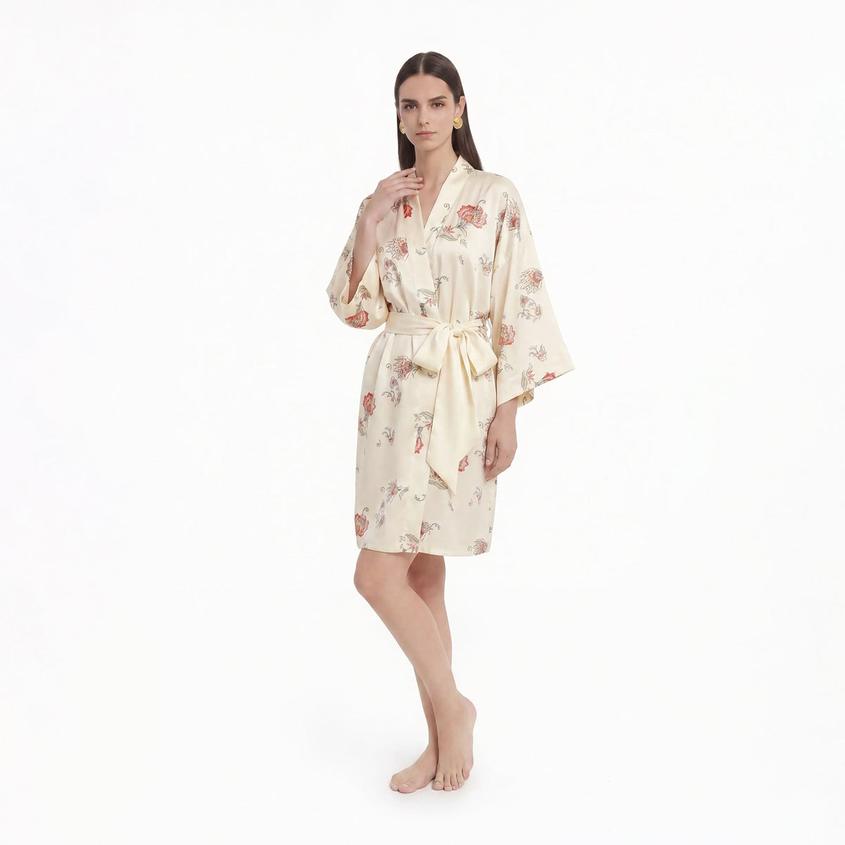 Printed Bathrobe Pajamas Womens Loungewear Nightgown