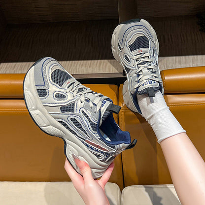 Thick Bottom Breathable Gray Mesh Board Shoes Female
