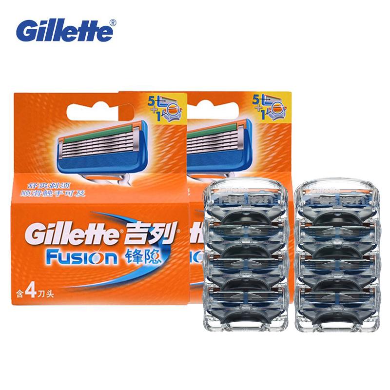 Genuine Gillette Fusion Shaving Razor Blades for Men Soft Power Face Care Brands 8pcs/BOX