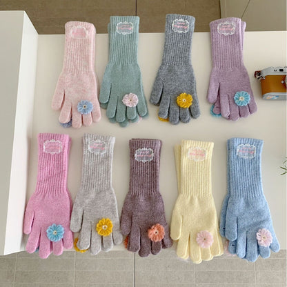 Women's Winter Lace Flower Knitted Gloves