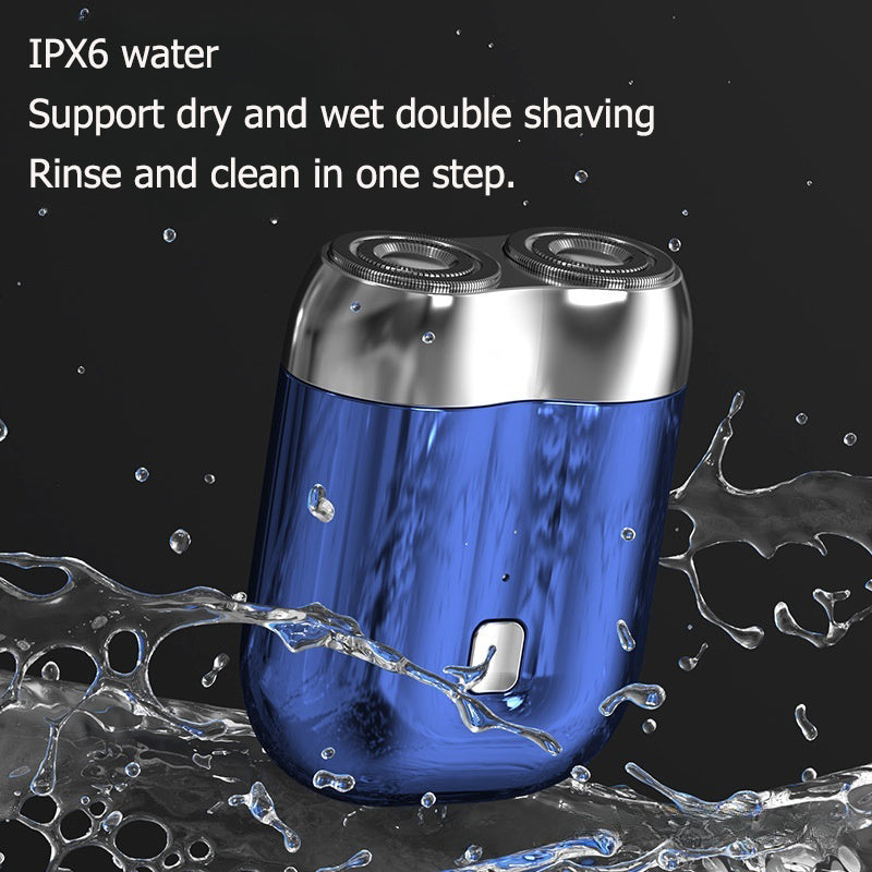 USB rechargeable electric washable shaver, men's dual blade mini travel portable shaver