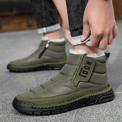 Plus-size Mens Winter Snow Waterproof Non-slip Cotton Boots With A Warm