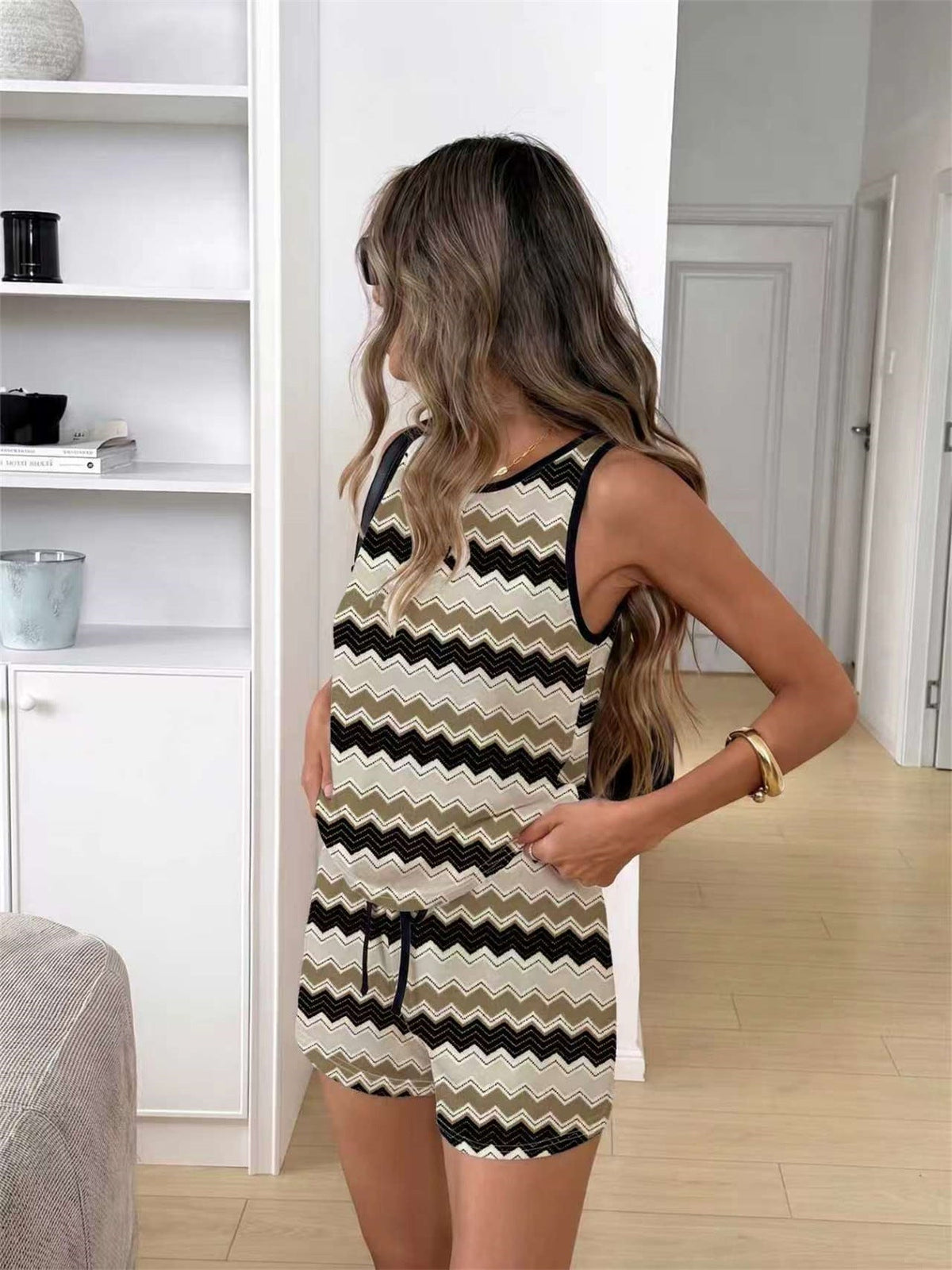 Women's European And American Thin Printed Casual Suit