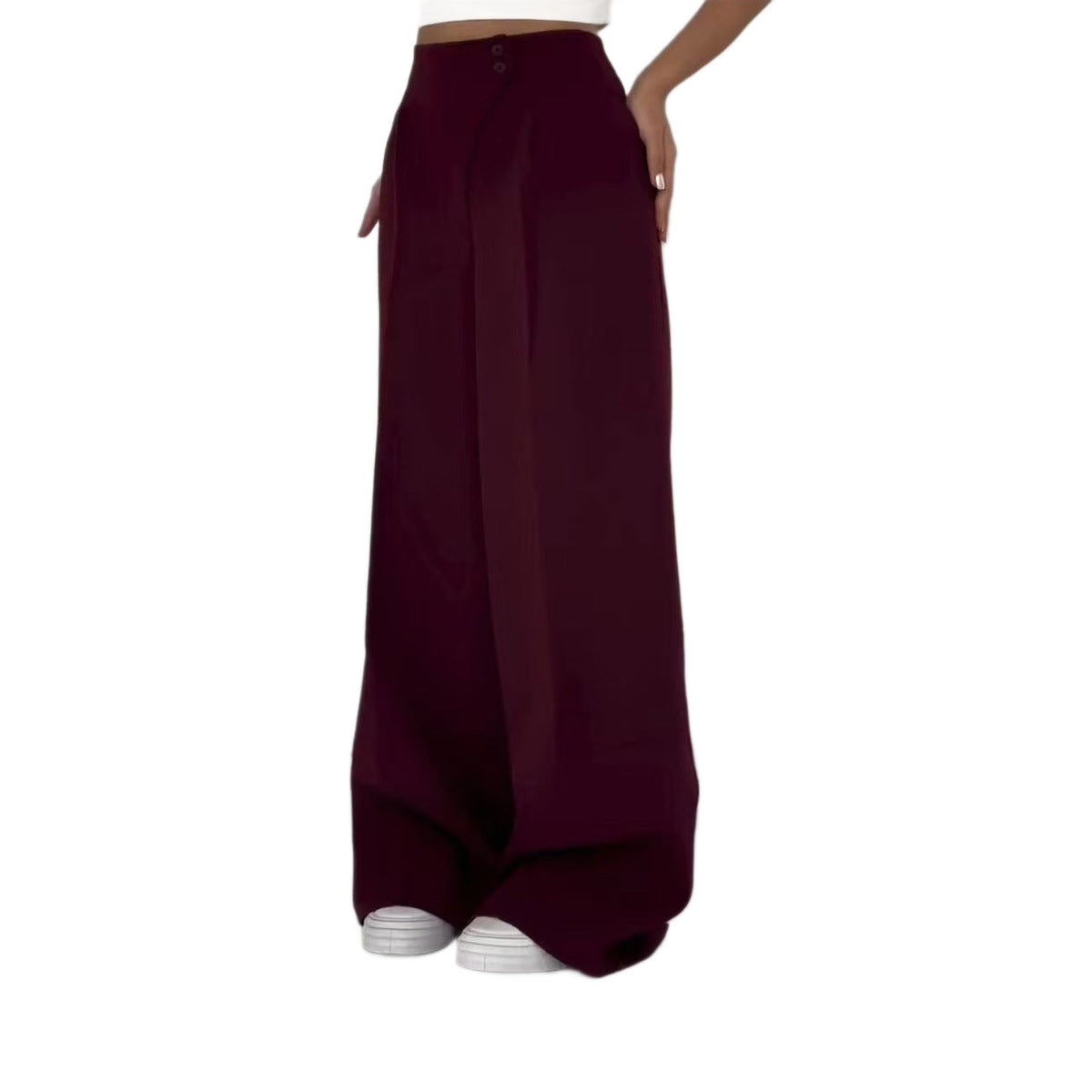 High-waisted Draping Wide-leg Pants Women's Style