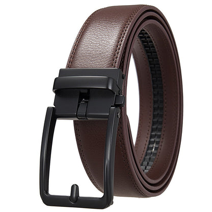 Extended-length Needle-resistant Automatic-buckle Mens Double-layer Cowhide Belt