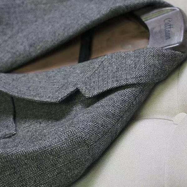 Retro Wool British Tweed Slim-Fit Casual Blazer