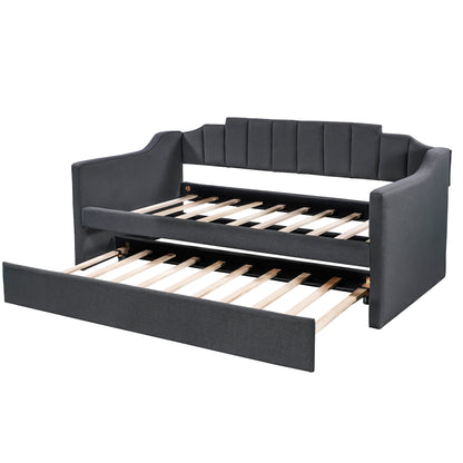 Upholstered Twin Daybed with Trundle Black