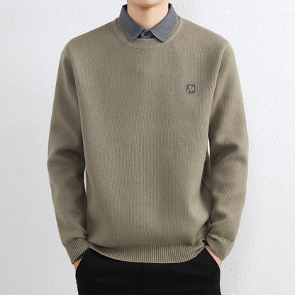 Simple Fake Two Pieces Sweaters Men