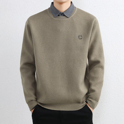 Simple Fake Two Pieces Sweaters Men