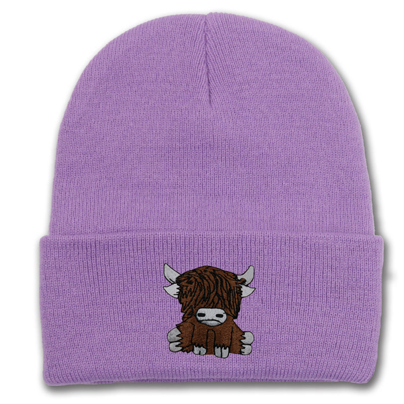 Cartoon Long Hair Yak Knitted Hat Winter Warm Wool