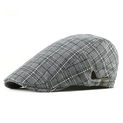 Mens Retro British Gingham Peaked Cap