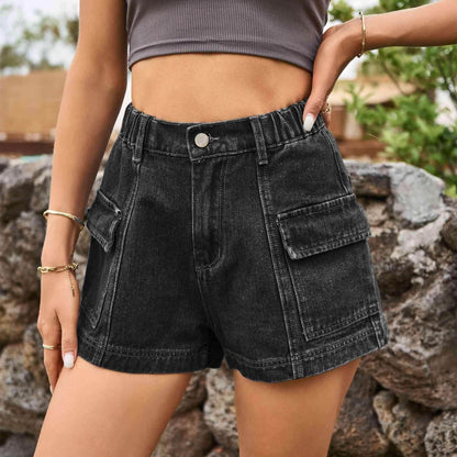 High-Waist Denim Shorts with Pockets for Casual Style